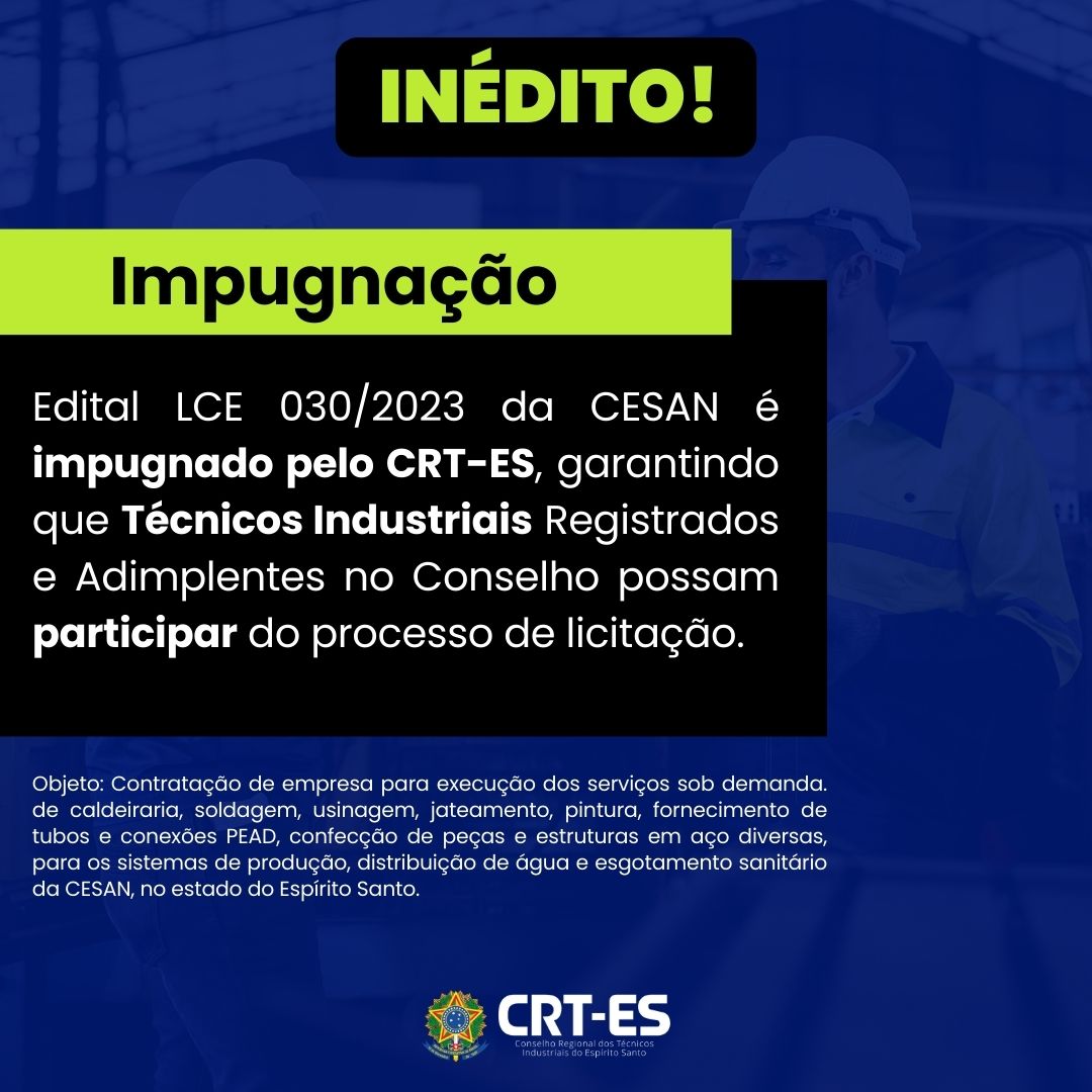 CRT-ES impugna edital de licitação da CESAN